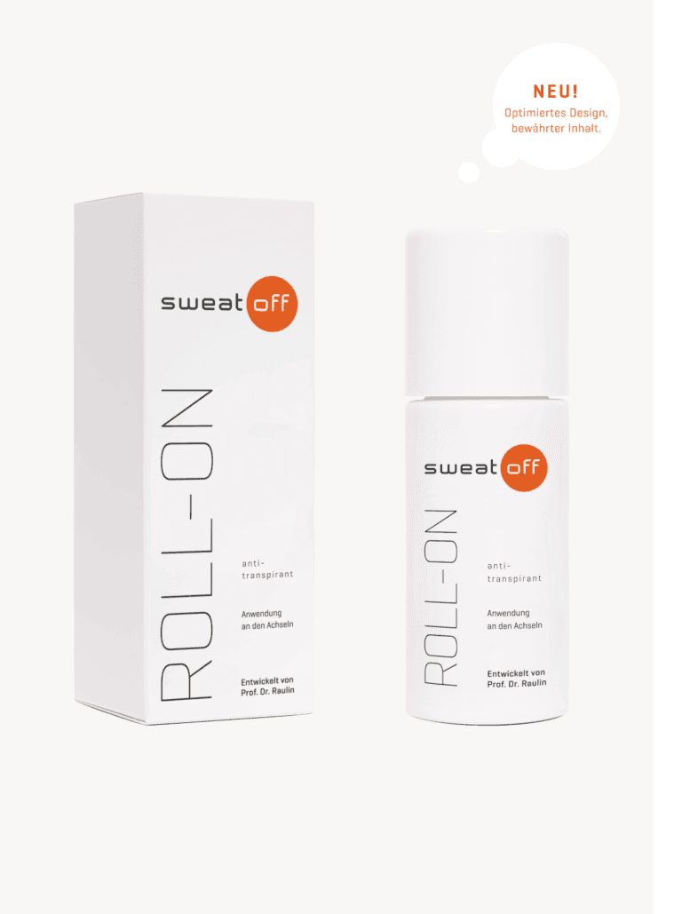 Antitranspirant Roll-On stehend neben einer Roll-On Verpackung