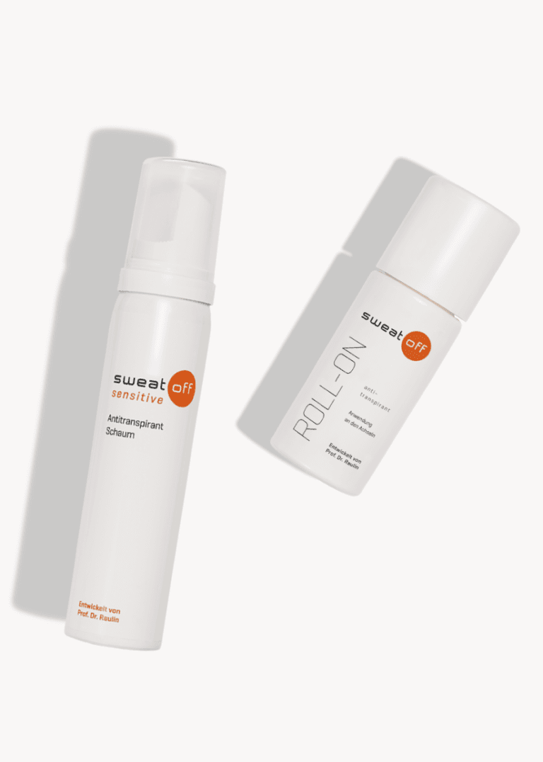 Antitranspirant Schaum liegend neben einem Antitranspirant Roll-On