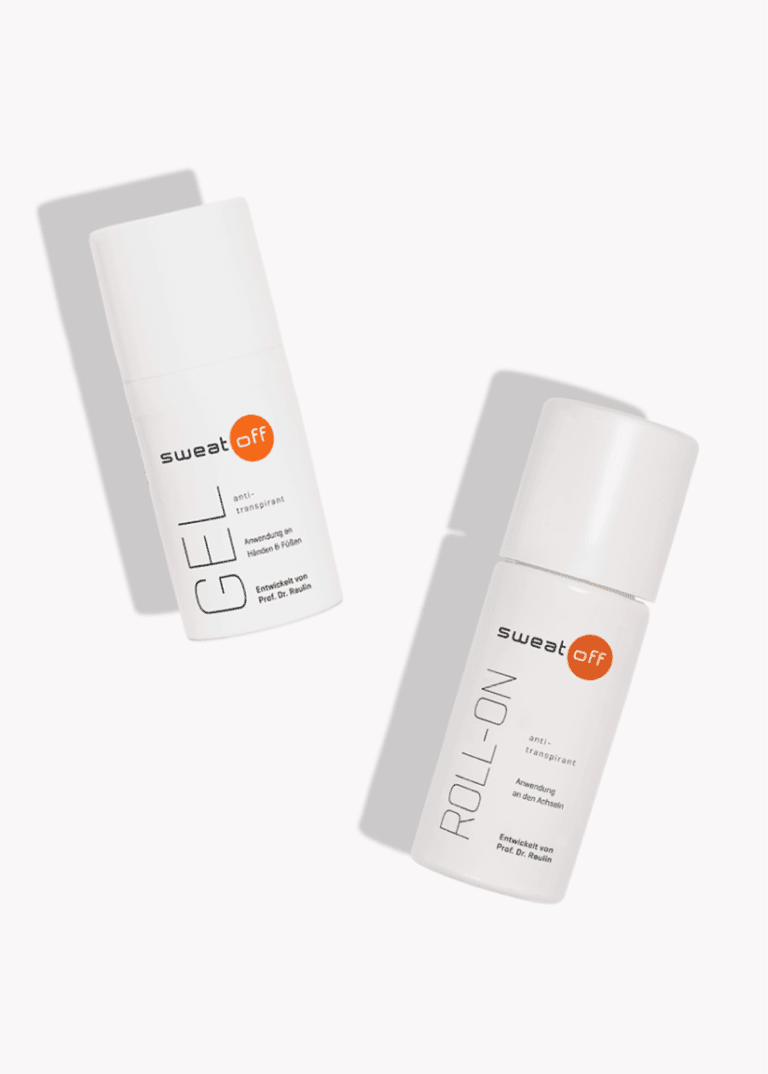 Antitranspirant Gel liegend neben einem Antitranspirant Roll-On