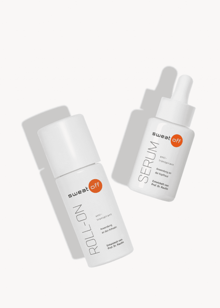 Klassischer Roll-On liegt neben Antitranspirant Serum