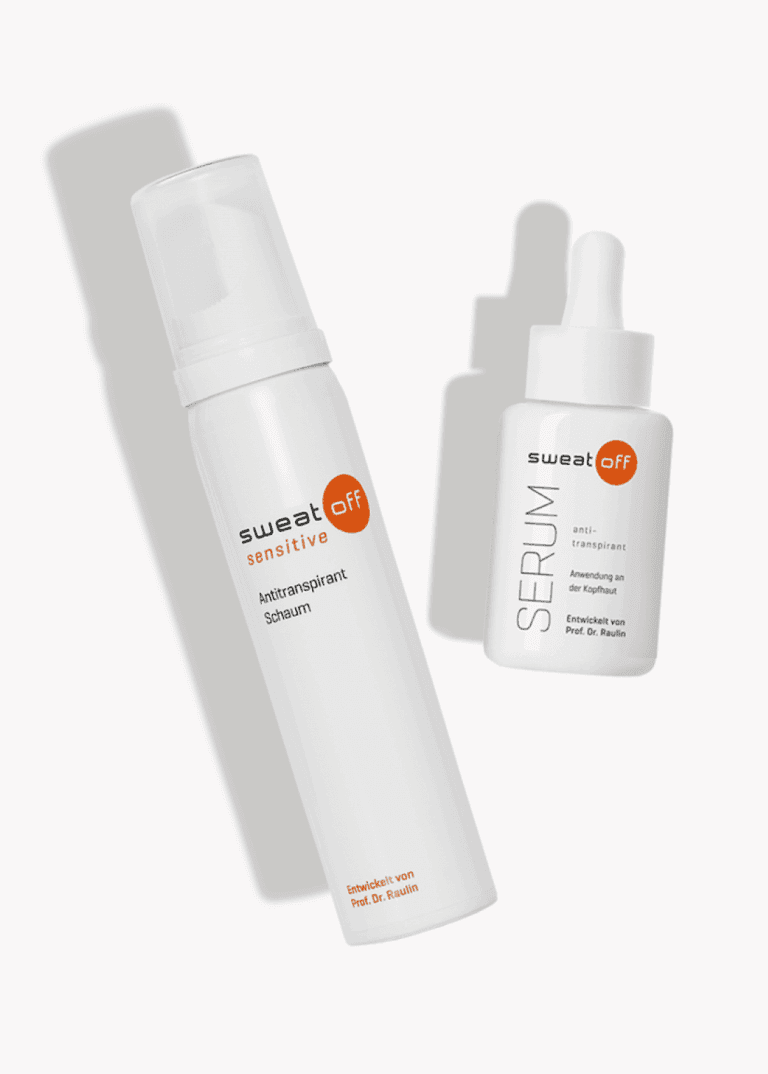 Antitranspirant Schaum liegt neben Antitranspirant Serum