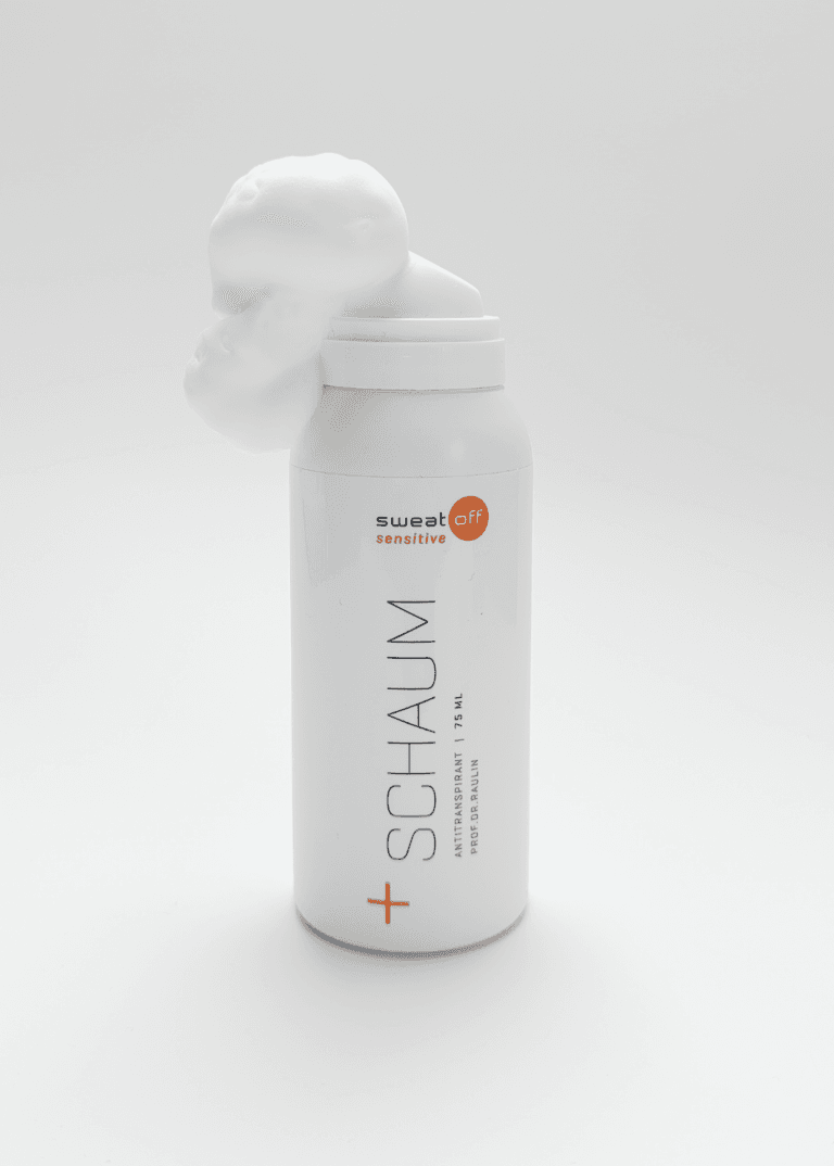 Sweat-Off Sensitive neue Schaum Flasche mit Schaum oben auf dem Applikator