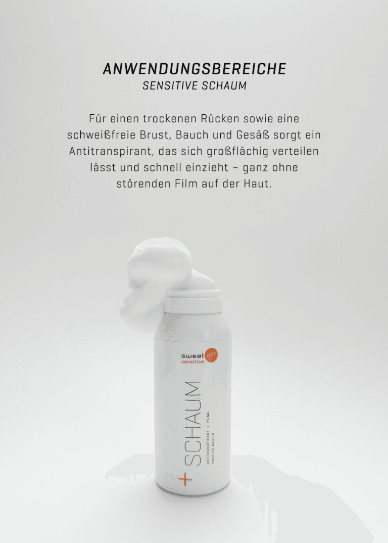 Sweat-Off Sensitive neue Schaum Flasche mit Schaum oben auf dem Applikator, Anwendungsbereiche
